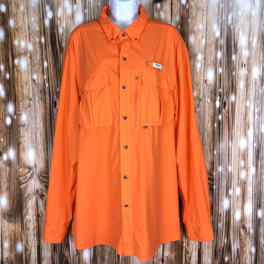 Gander Mountain Guide Series Orange Hunting Fishing Button Up Long Sleeve